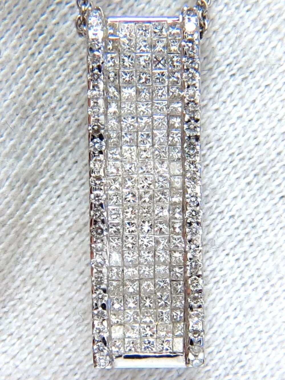 2.00ct Elongated diamonds wave zen necklace 18kt*